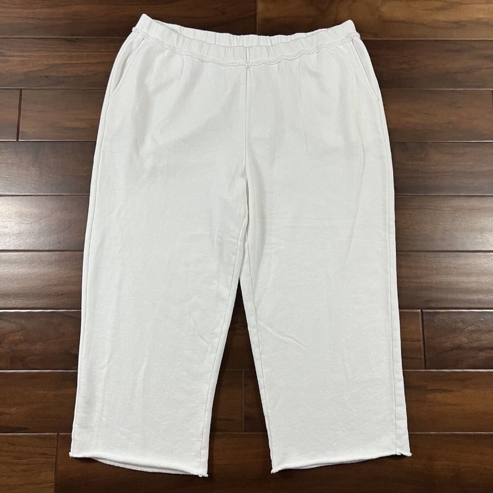 Eileen Fisher 2X (2) pair Cotton French Terry Pants White pair & yellow pair